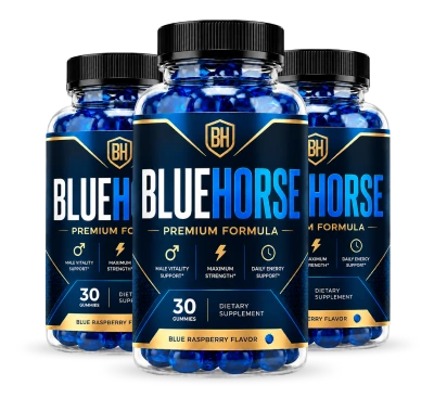 Three Blue Horse bottles