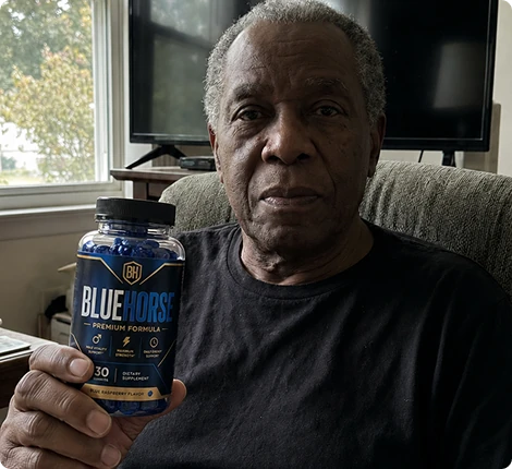 Anthony holding Blue Horse