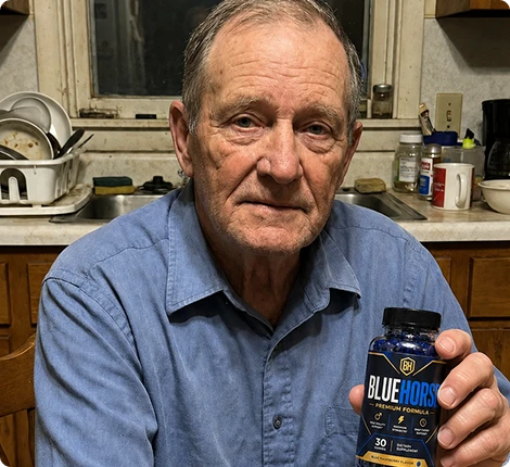 James holding Blue Horse