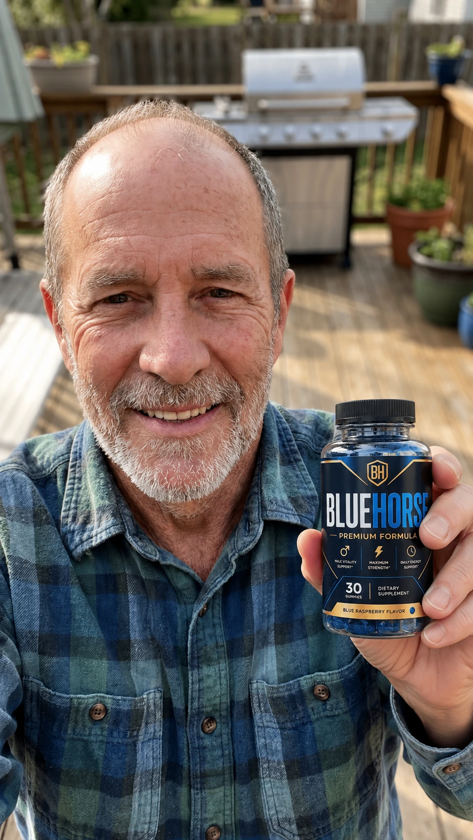 Mark holding Blue Horse